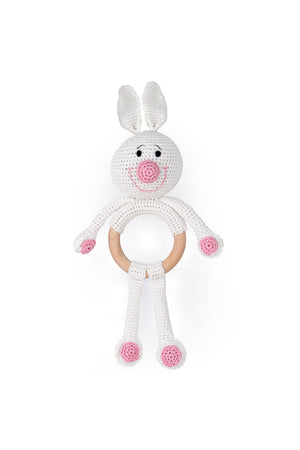 MOON Handcrafted Crochet  Toy with Cuddle Ring -Bunny