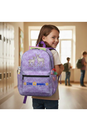 Star Babies Deer Print School Bag - Lavender