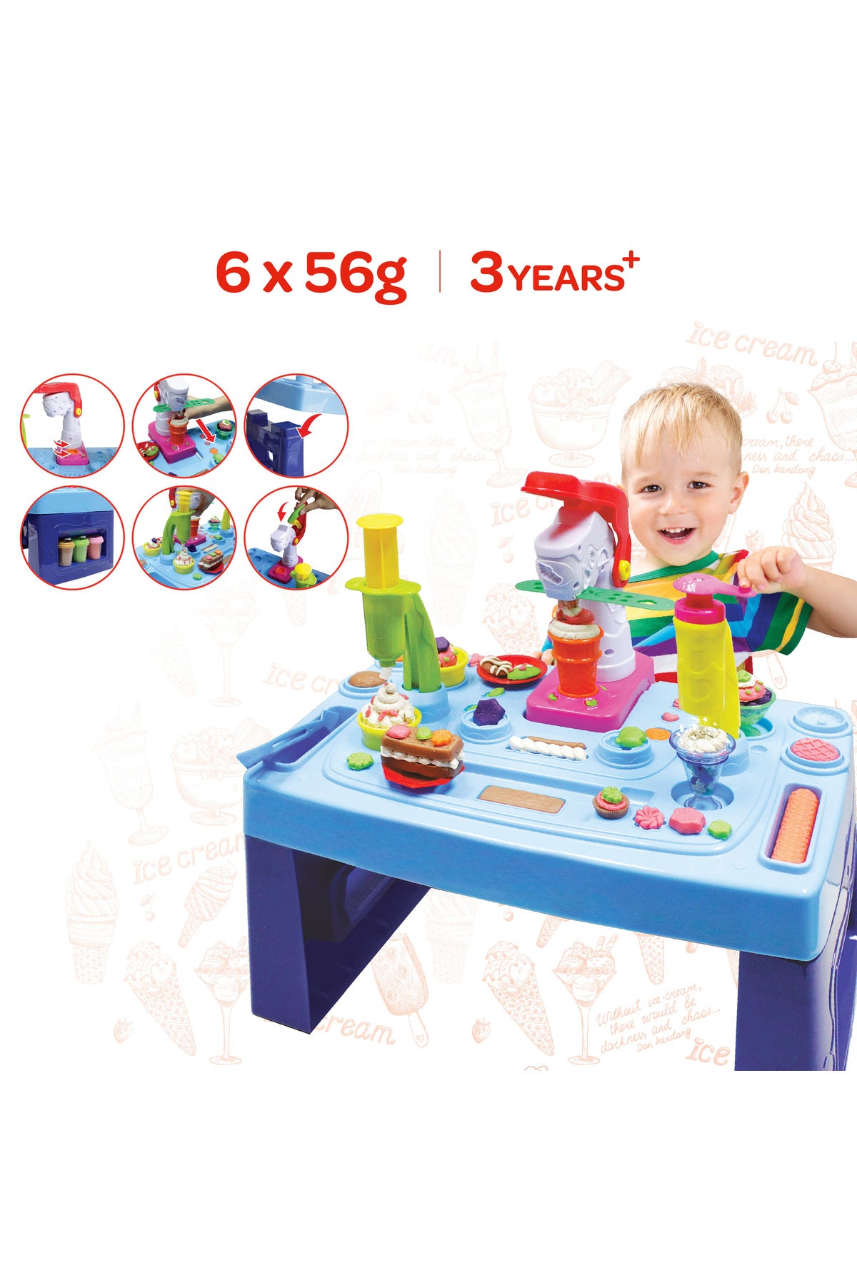 MOON Kid's Dough Ice-cream Creativity Table. 6 x 2oz dough pot.