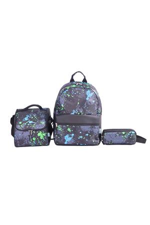 MOON  3 in 1 Kids Backpack  Set   - (17-Inch) Premium Kids School Bag with Lunch Bag & Pencil Case-Black