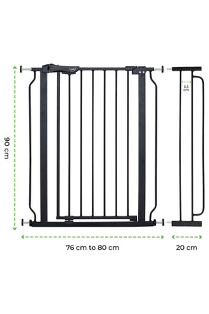 MOON Secura Baby Safety gate 76-80cm-Auto lock barrier with 20cm extension – Black