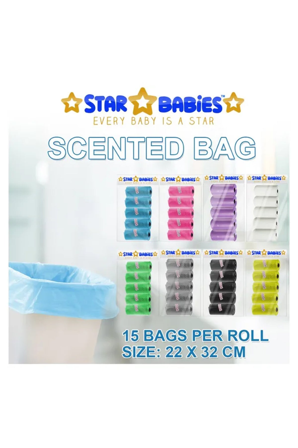 Star Babies Scented Bags Blue - Pack of 40 (15 Each)