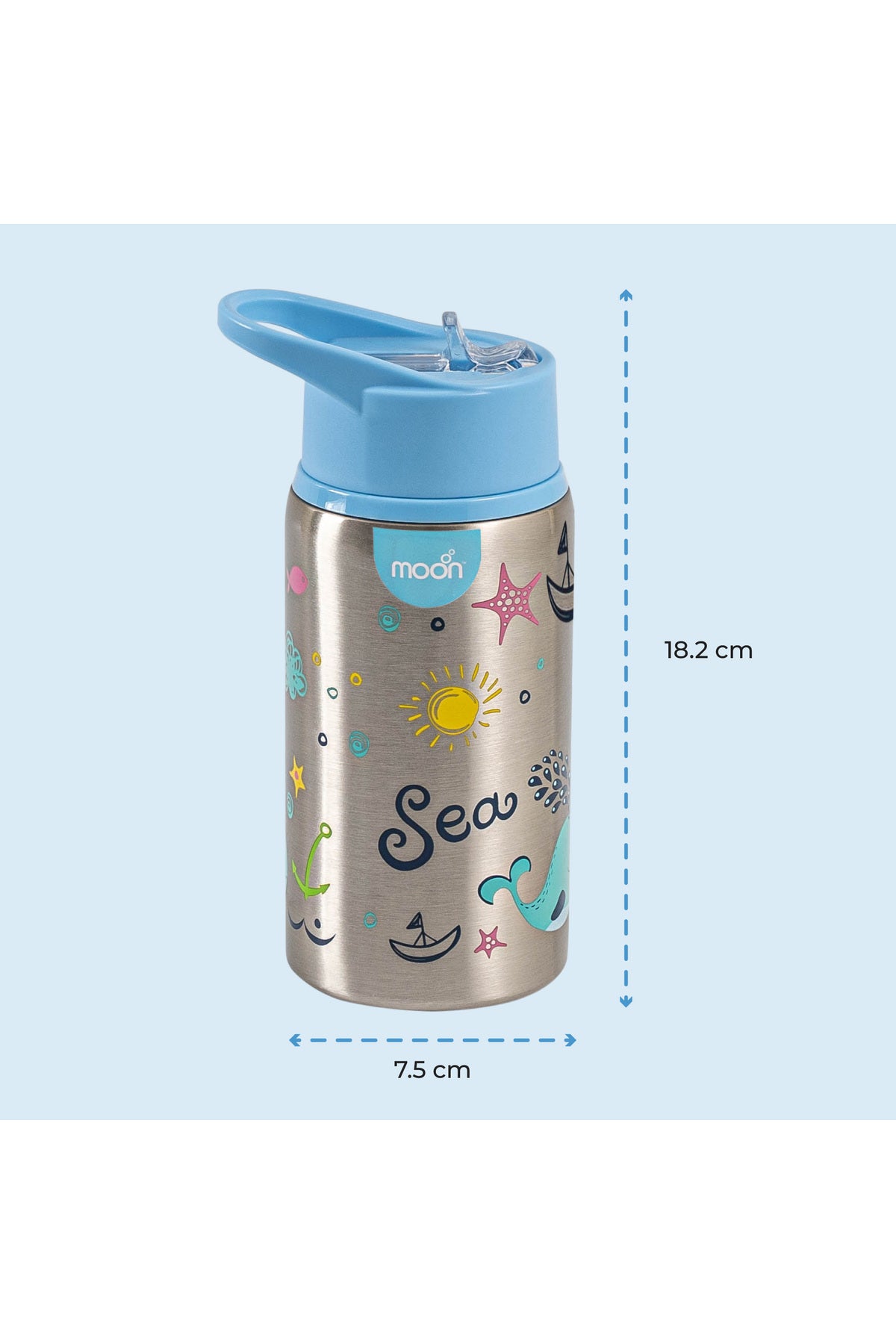 MOON Single Wall SS Sipper Bottle
90x75x182mm
530ml / 18oz-Blue