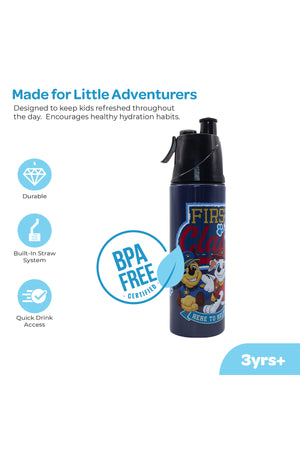 MOON Licensed Paw Patrol Kids Water Bottle with Mist Spray Nozzle Stainless Steel Bottle for Boys & Girls | School, Outdoor, Camping, Hiking | Spill-Proof Carry Loop | Ideal for Summers and Winters