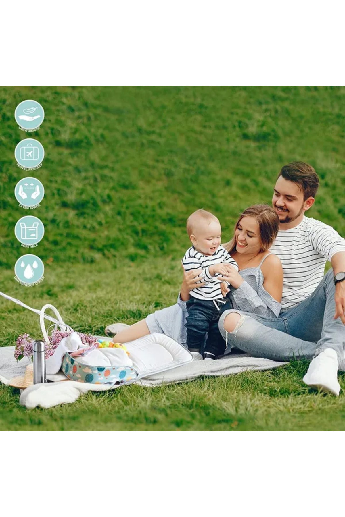 MOON Travalo - Travel Baby Bed & Backpack- Balloon - Portable Baby Bed - green