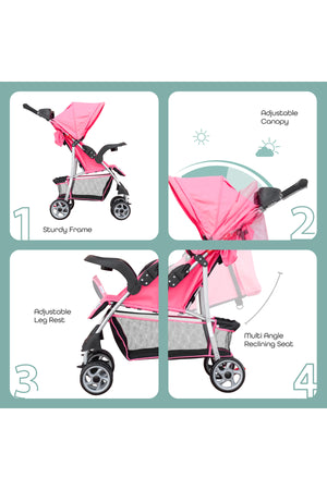 MOON Trek - One Fold Stroller - Pink
