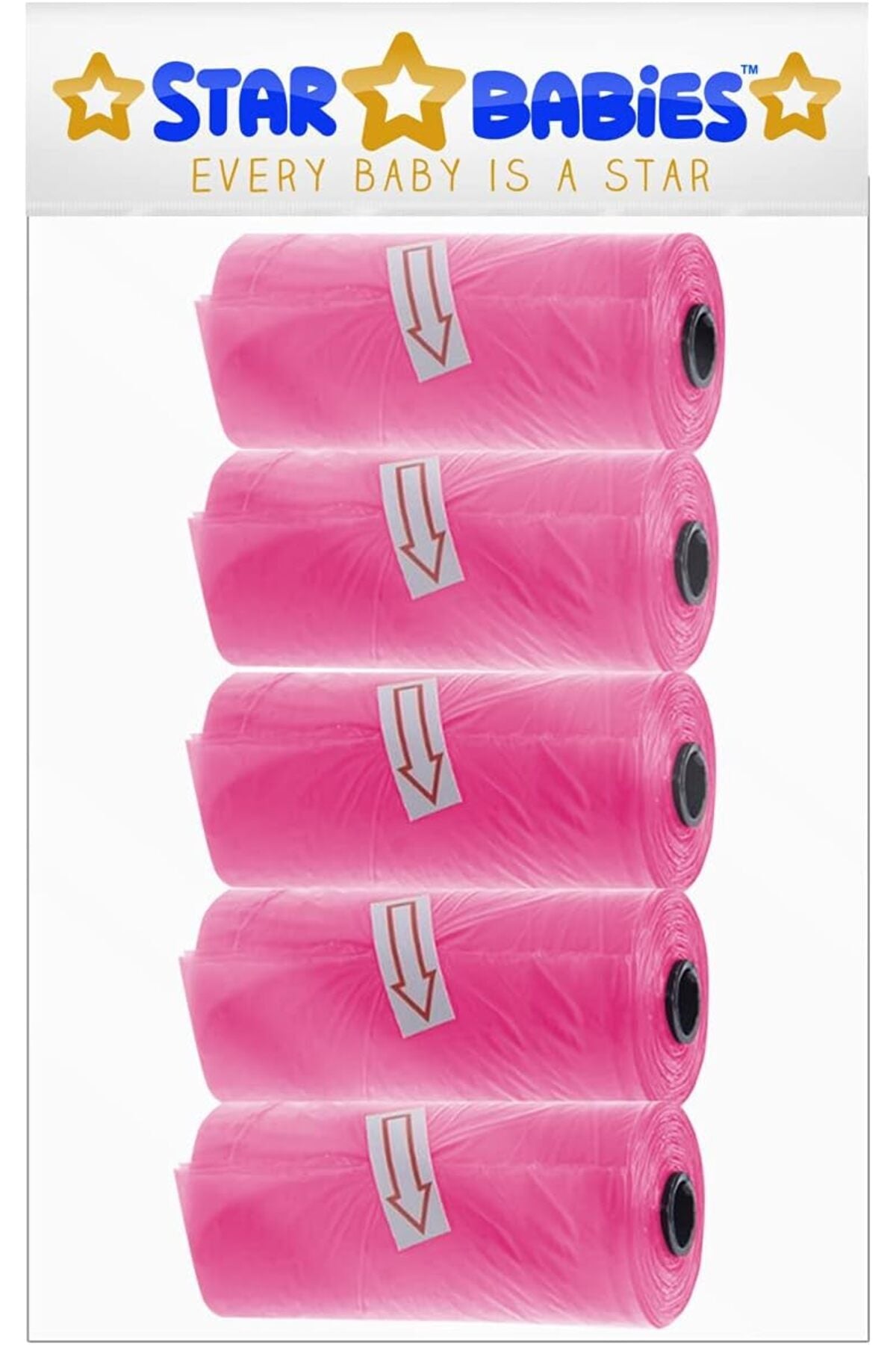 Star Babies - Scented Nappy Bag Pack of 5/75 Bags - Pink