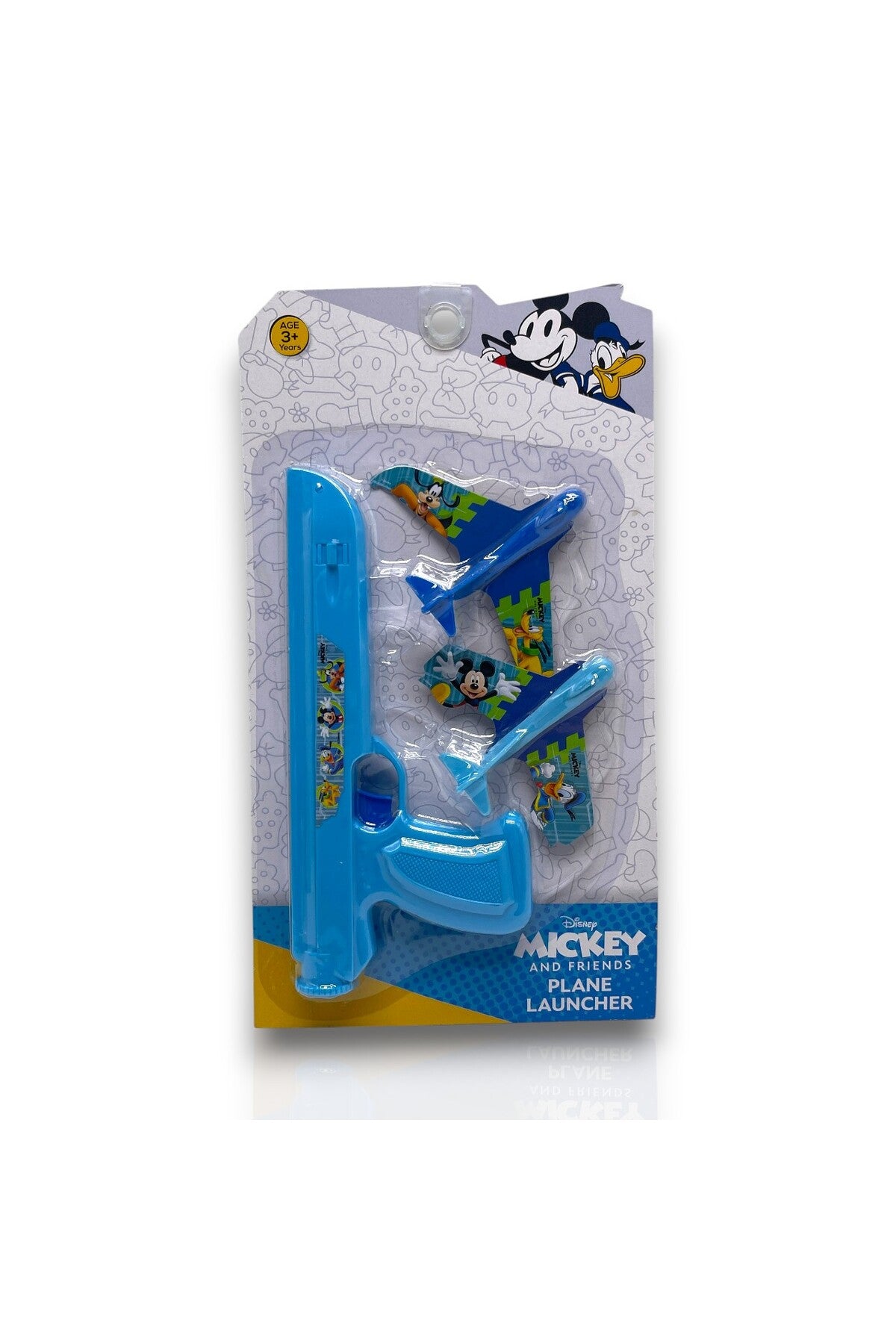 Disney Mickey Mouse Plane Launcher Toy – Blue Plastic Toy Gun with 2 Launching Airplanes – Kids’ Outdoor Action Toy-Blue