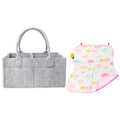 Star Babies - Reusable Printed Changing Mat & Diaper Caddy Organizer Set - Grey/Pink - 2 Pcs