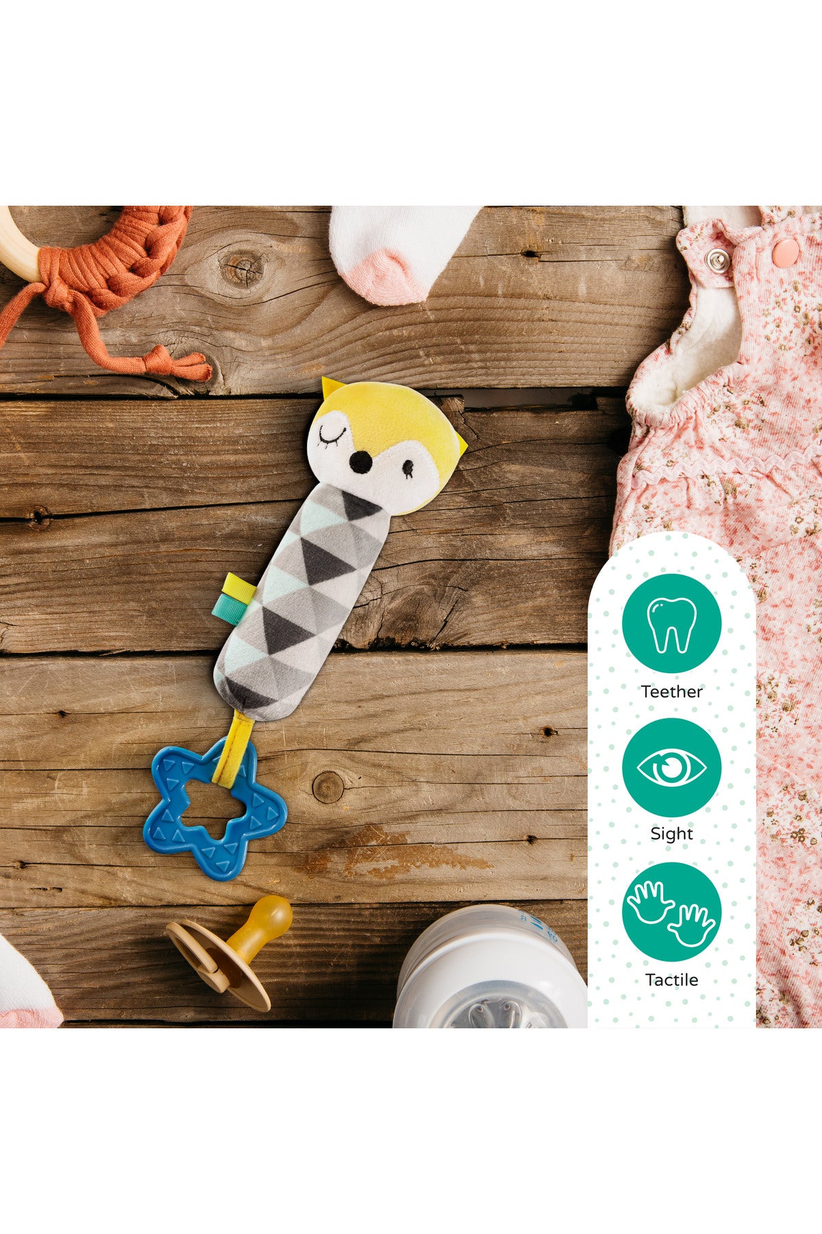 MOON A good night soft Rattle toy - (Fox)