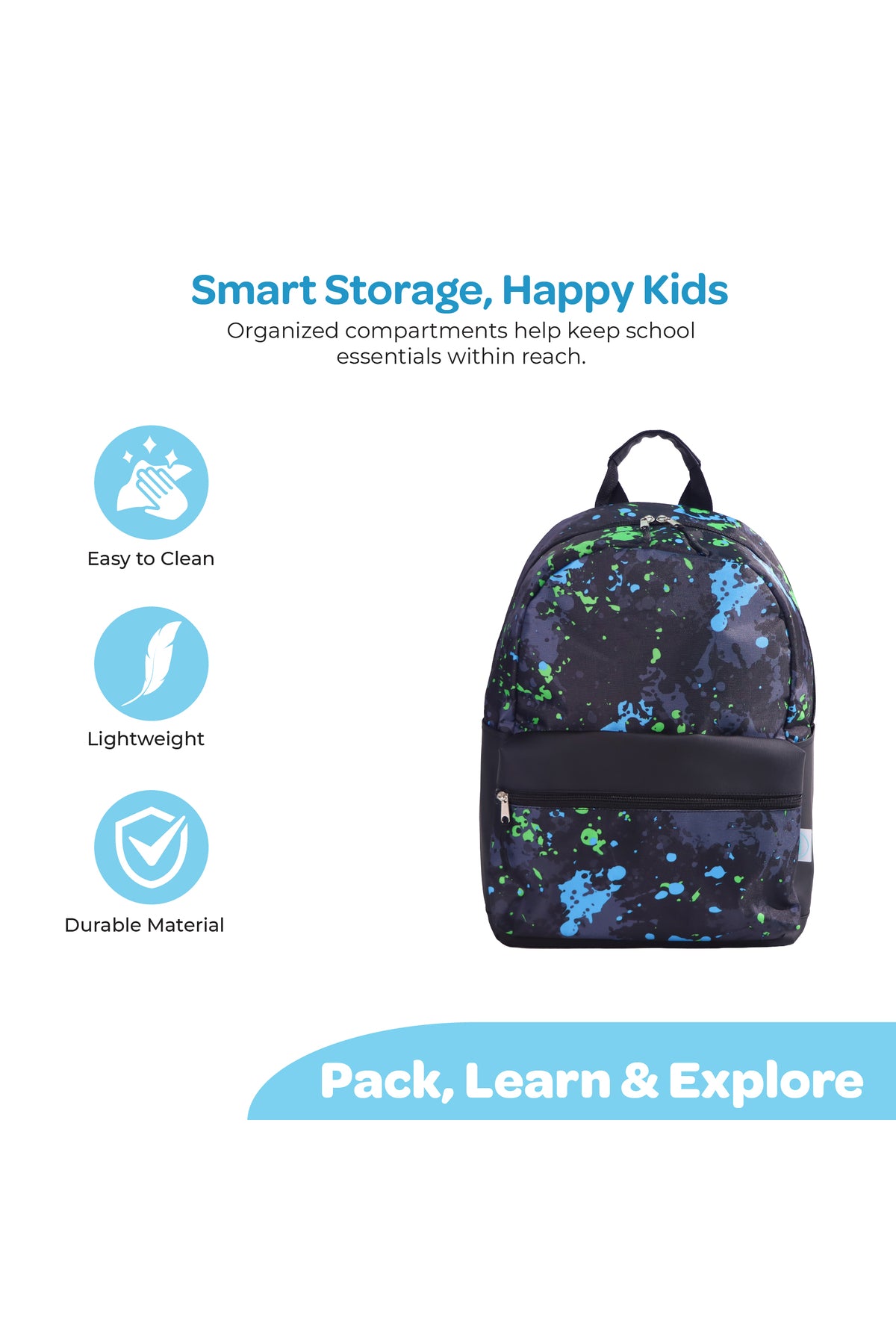 MOON  3 in 1 Kids Backpack  Set   - (17-Inch) Premium Kids School Bag with Lunch Bag & Pencil Case-Black