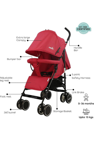 MOON Neo Plus Light Weight Travel Stroller,Fire Red