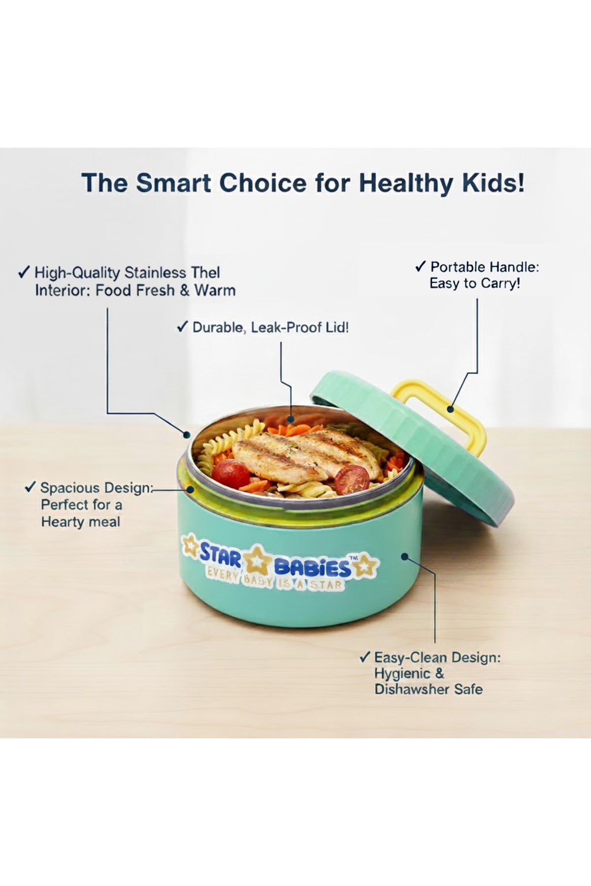 Star Babies -  Stainless steel Food jar with mini flask combo