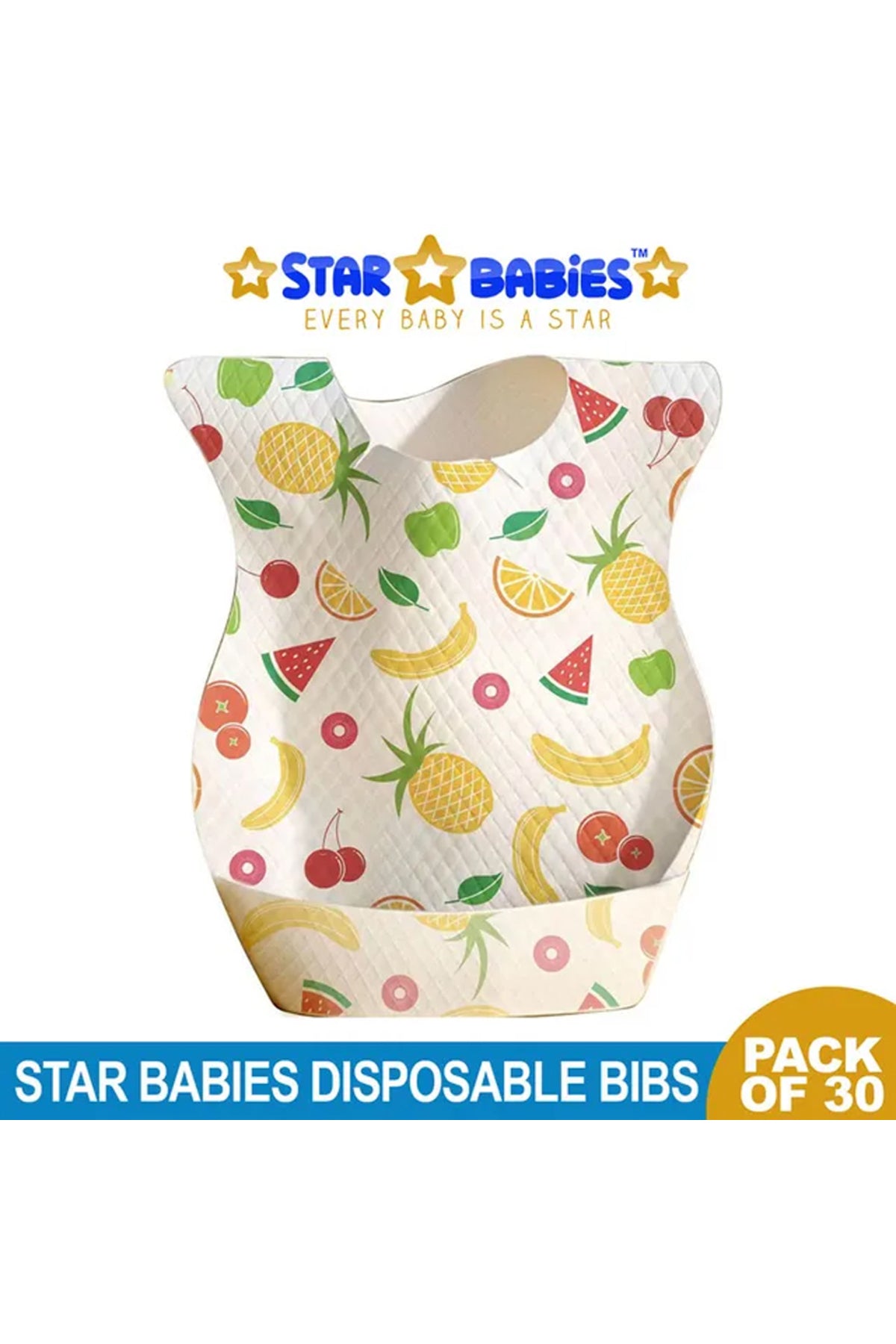 Star Babies - Disposable Bibs - Pack Of 30 - Fruits Printed