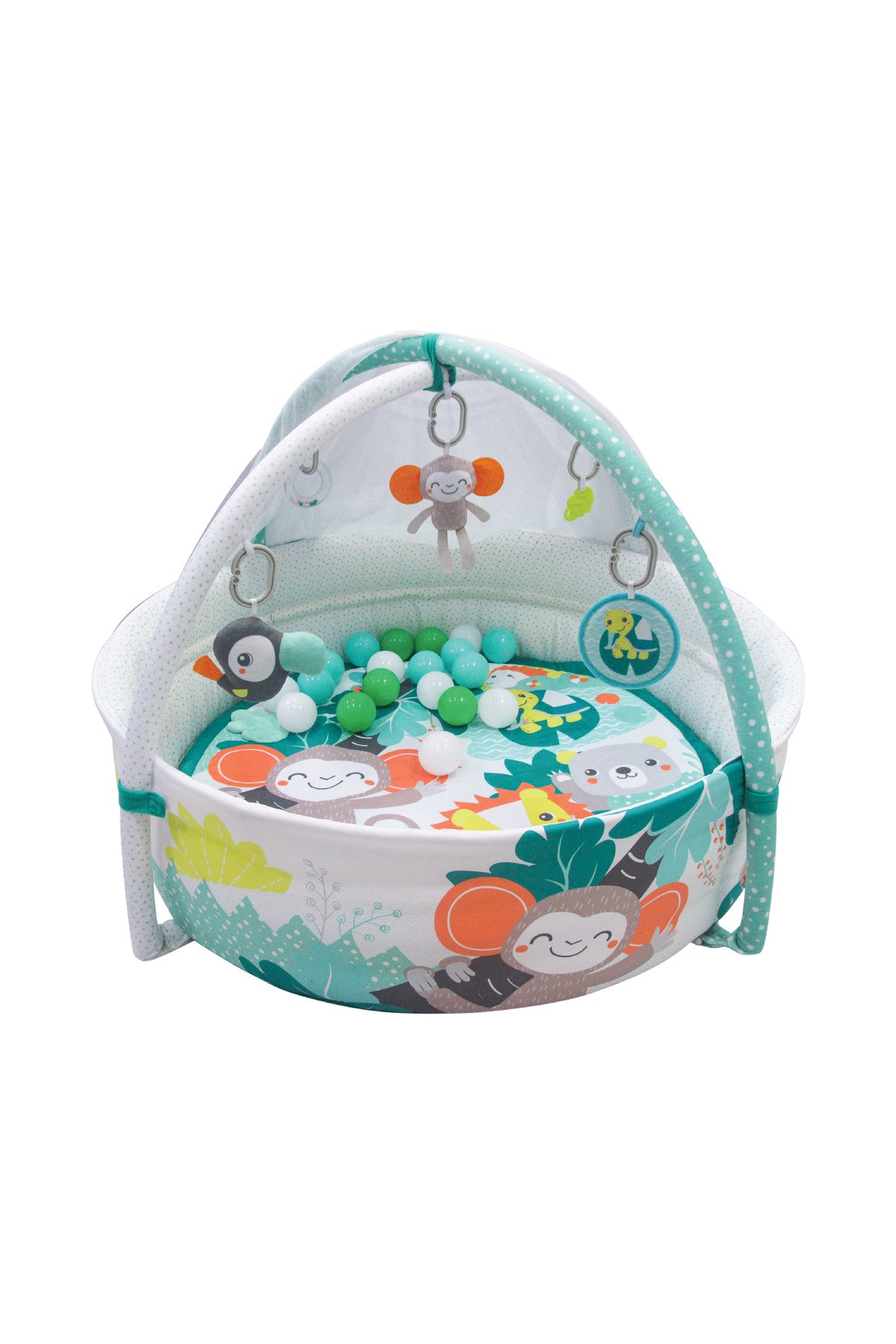 MOON jungle friends baby pool mat with mosquito net + 20 pcs balls, Om+, Baby playmat & Activity Gym