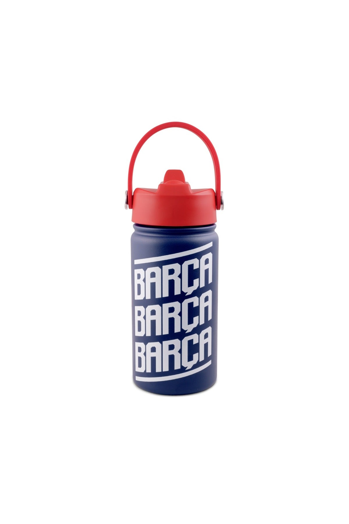 FC Barcelona Stainless Steel Insulated Water Bottle 400ml with Straw Lid, BARCA Football Leakproof School Bottle for Boys, Teens & Kids, Reusable Metal Sports Bottle for Gym, Travel & Outdoor Use (Blue & Red)