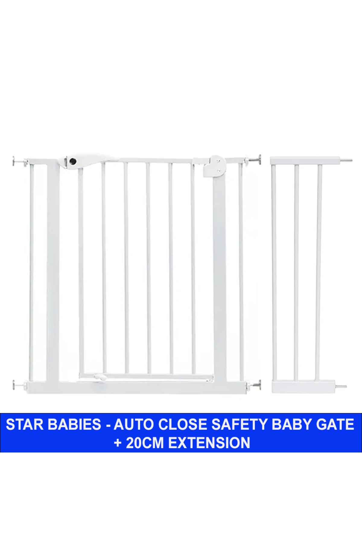 Star Babies - Auto-Close Safety Baby Gate - 75-84cm + 20cm Extension Kit