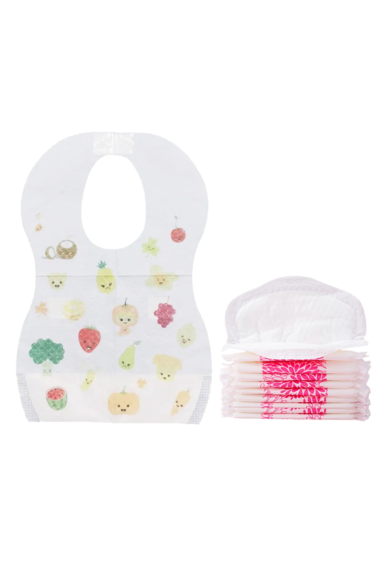 Star Babies - Disposable Bibs 10pcs With Breast Pad 10pcs - Fruits Print