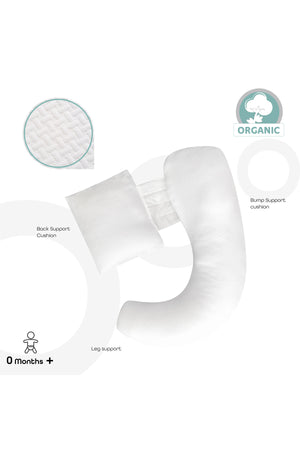 MOON  Organic Multi-Position pillow- White, organic fabric Pregnancy Pillow