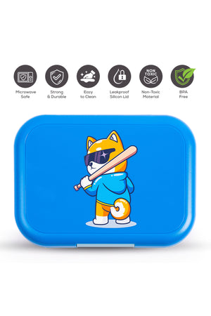 Cocobee-Stylish Astronaut Print Backpack, Adjustable Strap, Secure Zip, 14.9 Inches – Blue +  Pencil Case +   Ocean Tritan Water Bottle 480ml – BPA-Free + Bento Lunch Box 765ml