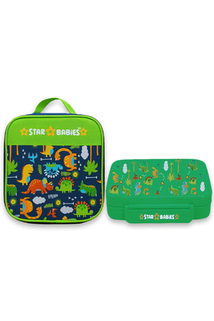 Star Babies - Star Babies Green Jungle Bento Lunch Box with 4 Compartments, BPA Free, Leak-Proof with insulated Lunch Bag