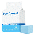 Star Babies Disposable Changing Mats,Waterproof Baby Changing Pads, 33x45cm, Highly Absorbent Leakproof Changing Pad Baby, Pack of 50-Blue