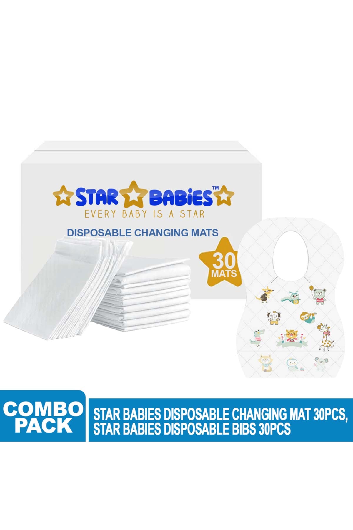 Star Babies - Disposable Changing Mat 30pcs - White