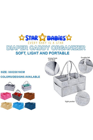 Star Babies Lightweight Diaper Caddy Organizer - Grey