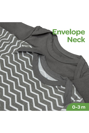 MOON Sleep Gowns- Pack of 2, full sleeves with foldover Cuffs with elastic bottom hem -Grey and Stripes Print"