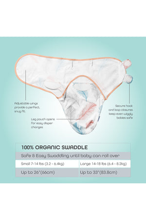 MOON Organic  swaddle- Pink Feather