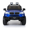 Urban Tots 4x4 Battery Operated Ride-On Jeep for Kids – 12V Dual Motor, Music, LED Lights, Parental Remote Control, Rechargeable Electric Car – Blue and black