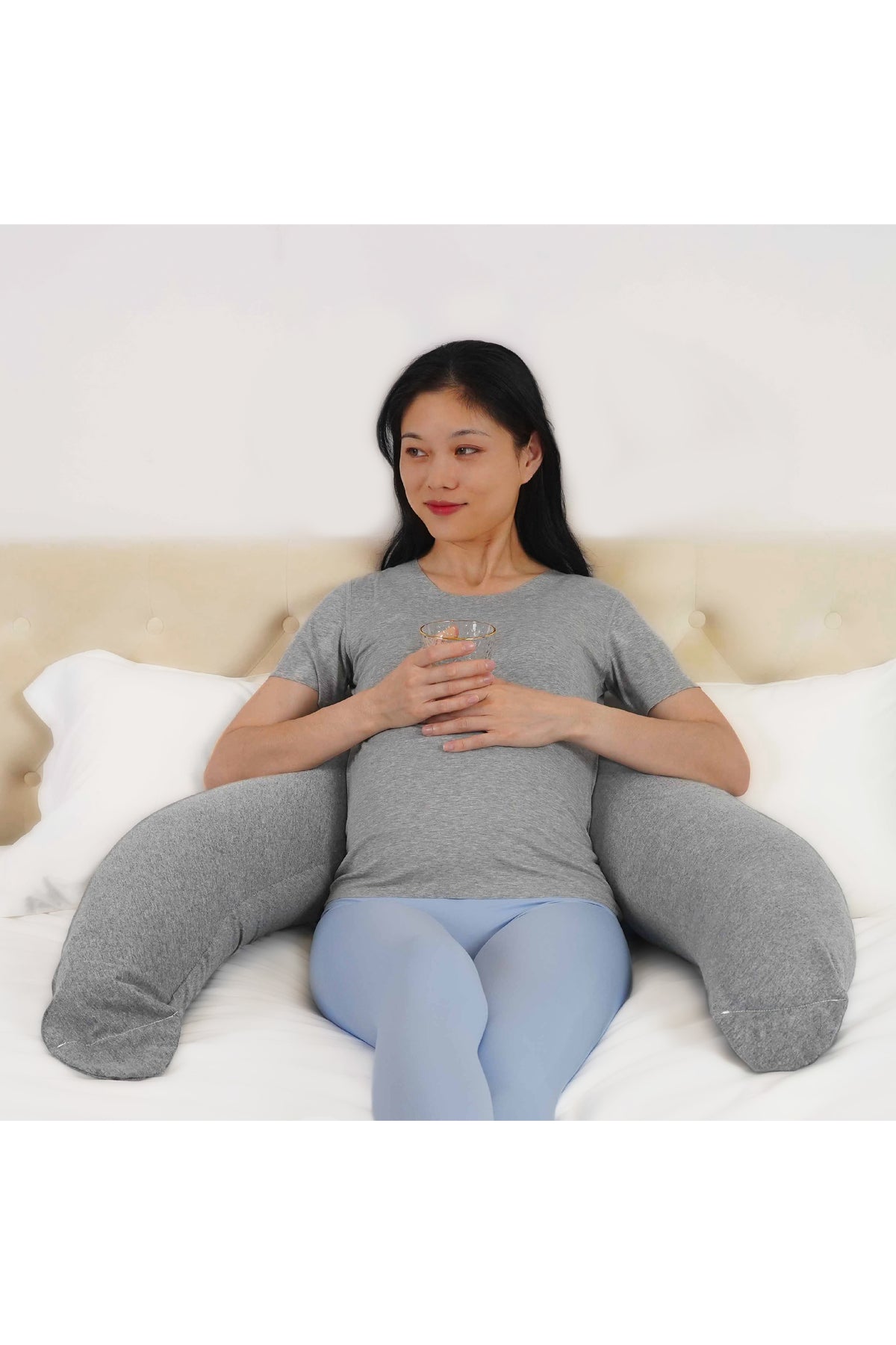 MOON Organic Cresent Maternity Pillow - Light Grey