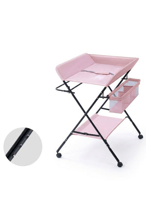Portable Baby Changing Table with Storage Organizer & Wheels – Pink