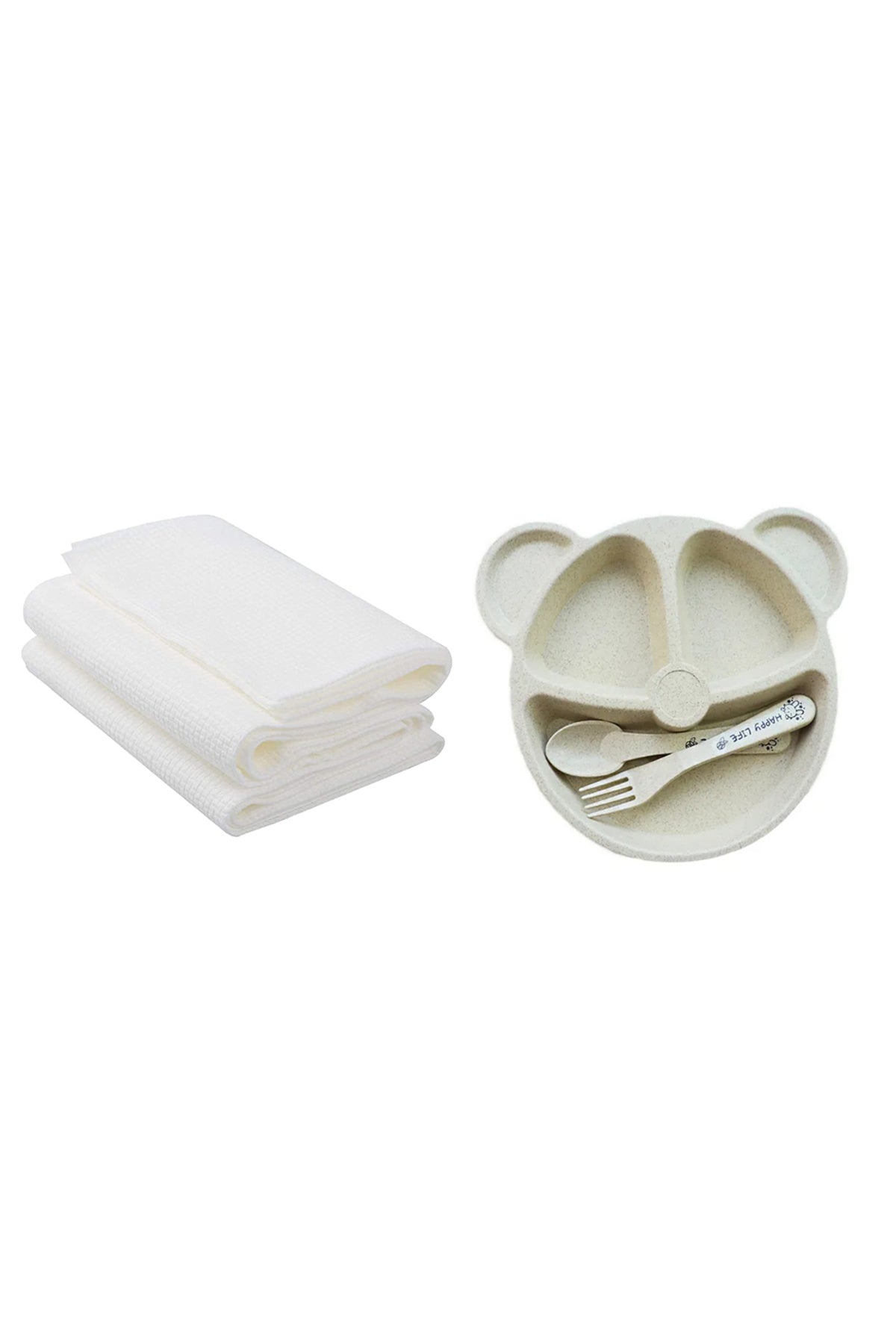 Star Babies - Baby Plate w/ Disposable Towel 3pcs - Cream