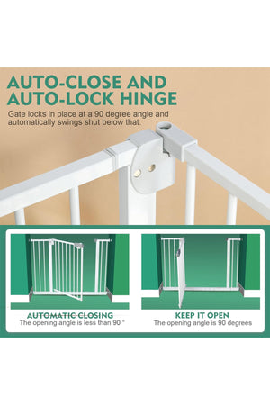 Star Babies - Auto-Close Safety Baby Gate - 75-84cm + 30cm Extension Kit