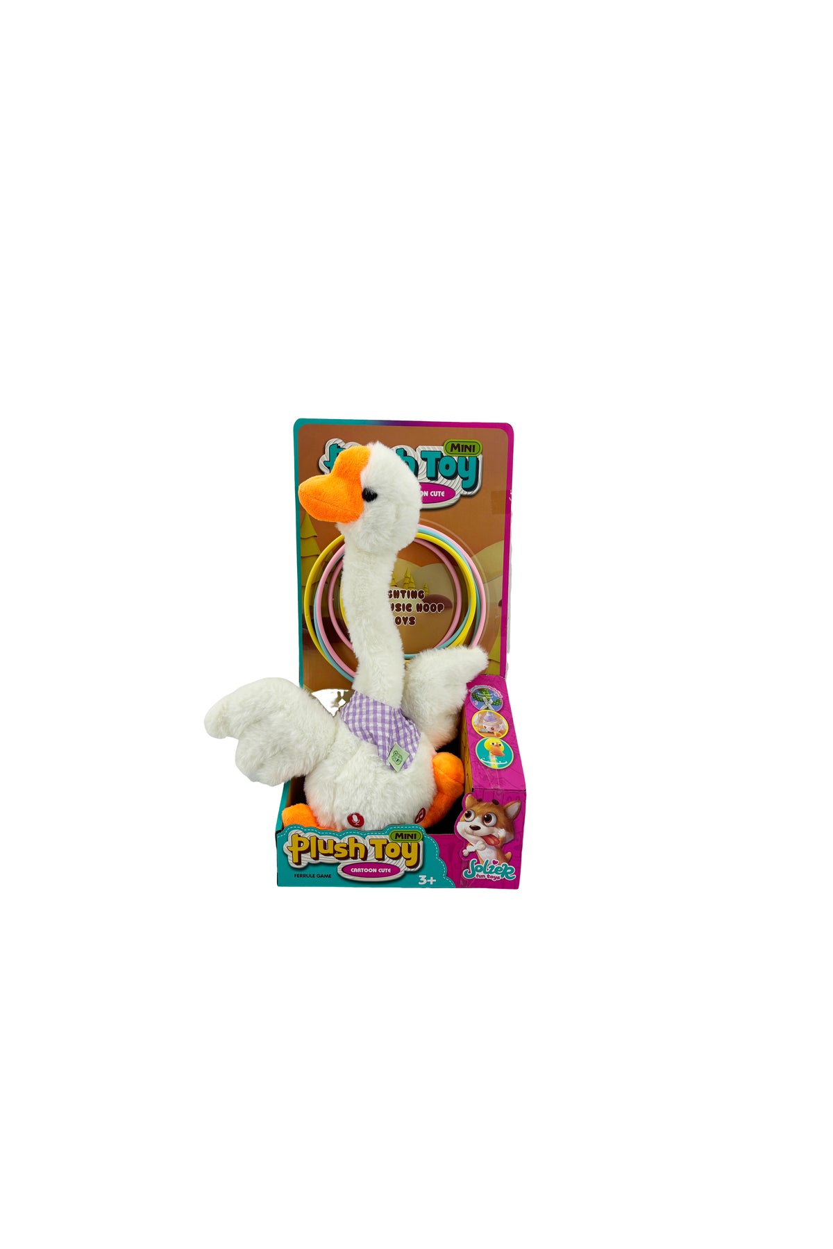 Galaxy Pinky Toy Musical Swing White Goose for Kids, Ring Toss Interactive Plush Goose with Light and Music, Dancing Recording Animal Toy for Toddlers Boys and Girls