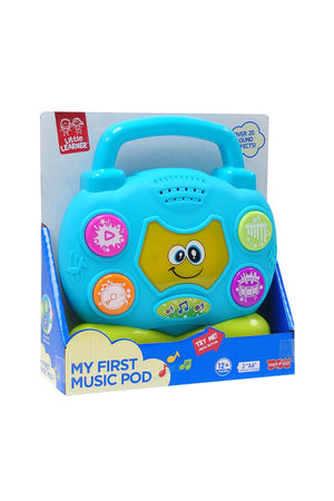 Little Learners My First Music Pod - Carry-Along Music Player with 3 Instrument Tones, LED Lights Sync to Music, 12M+