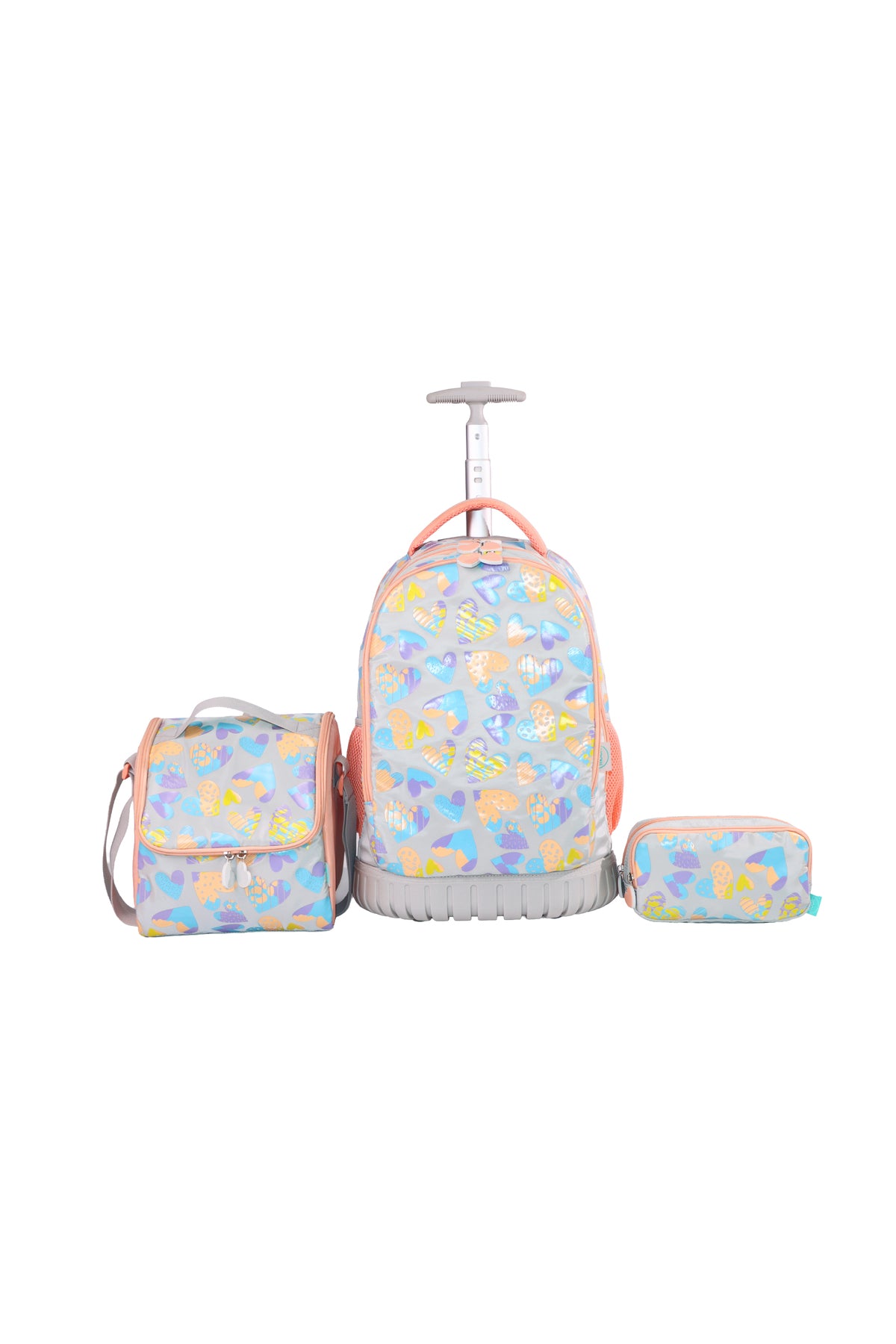 MOON  3 in 1 Kids Trolley Set   - (18-Inch) Premium Kids School Bag with Lunch Bag & Pencil Case-Pink