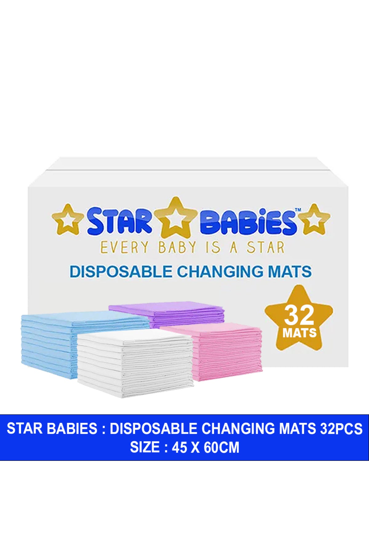 Star Babies - Disposable Changing Mats - Color May Vary - 32 Pcs