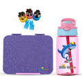 StarMarz - Unicorn Purple Bento Glitter Lunch Box with Plastic Water Bottle Shark (480ml) - Purple