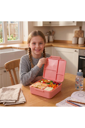 Cocobee Cherry Tritan Bento Lunch Box With Food Jar, 4 Compartments, Bpa Free, Leakproof, Microwave Safe, 1.87L – Pink
