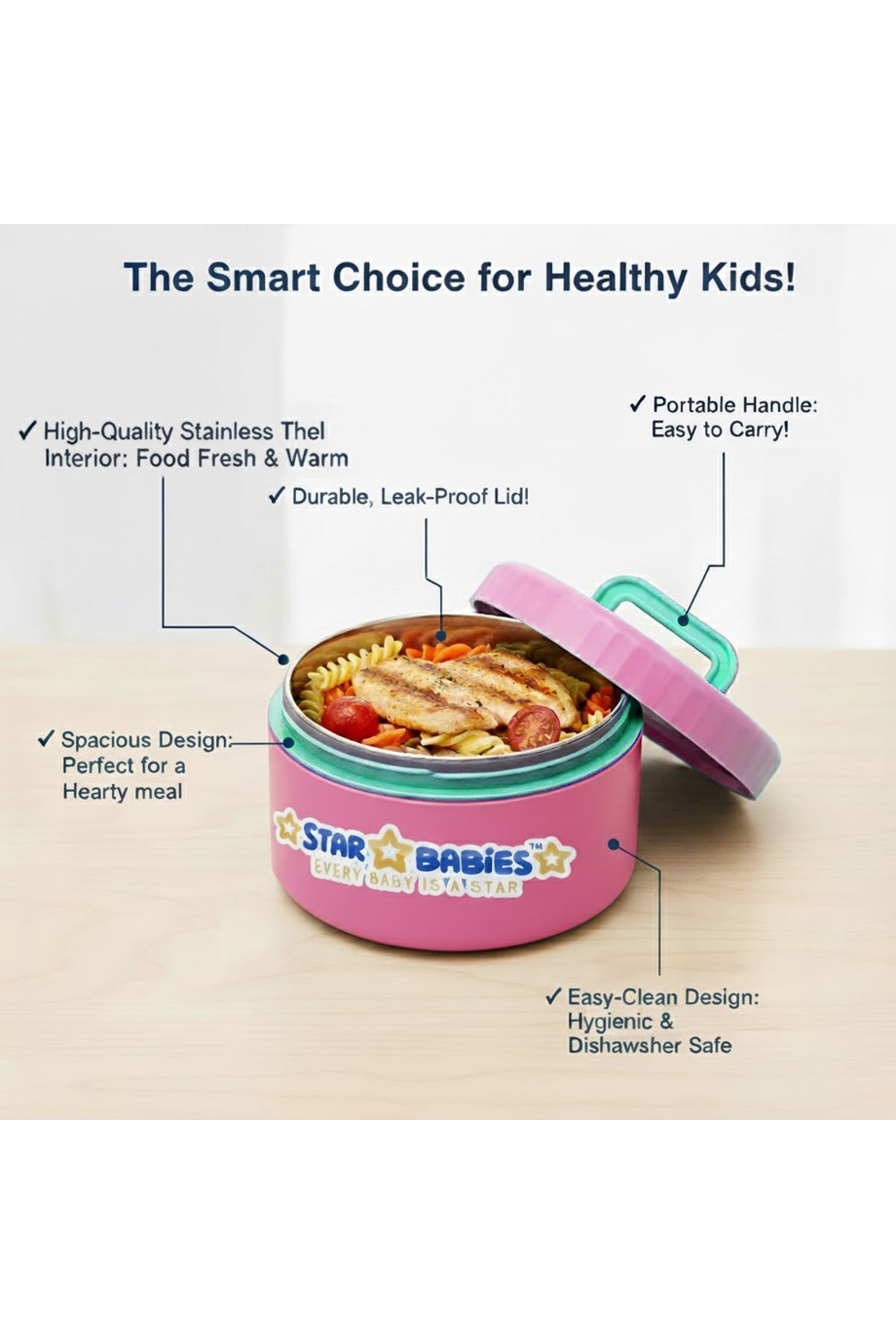Star Babies - Stainless Steel Mnii lunch box/ food jar combo for food/soup /salad