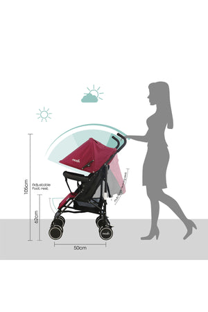 MOON Neo Plus Light Weight Travel Stroller,Dark Red