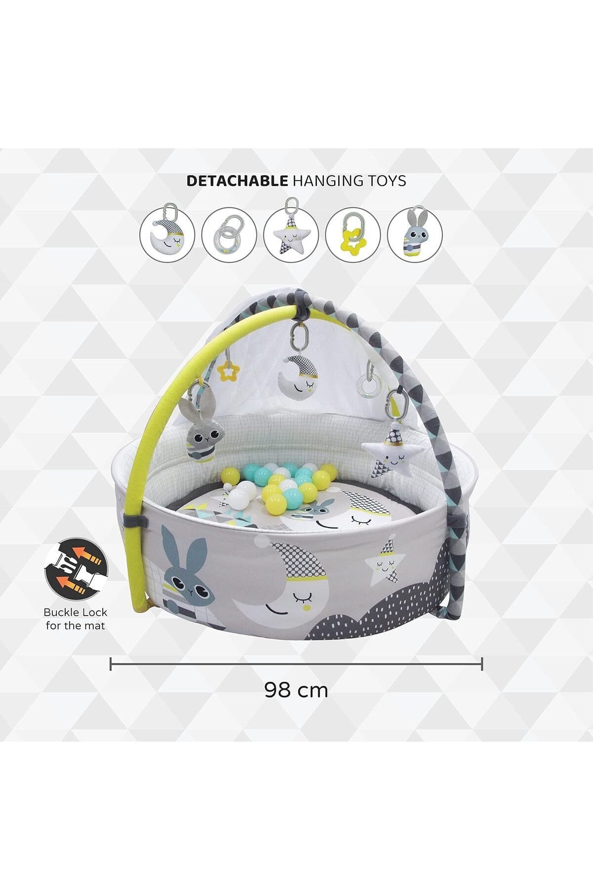 MOON A good night baby pool mat with mosquito net + 20 pcs balls, Om+, Baby playmat & Activity Gym