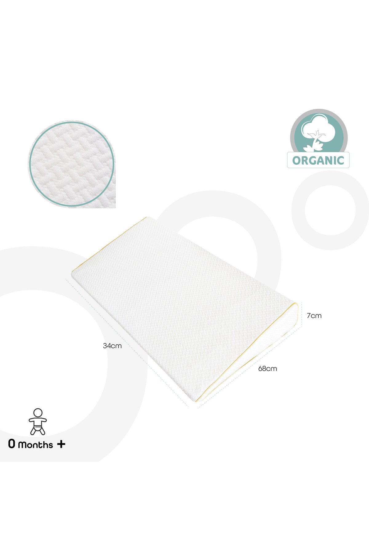 MOON  Organic Universal Crib Wedge -White, organic Wedge fabric