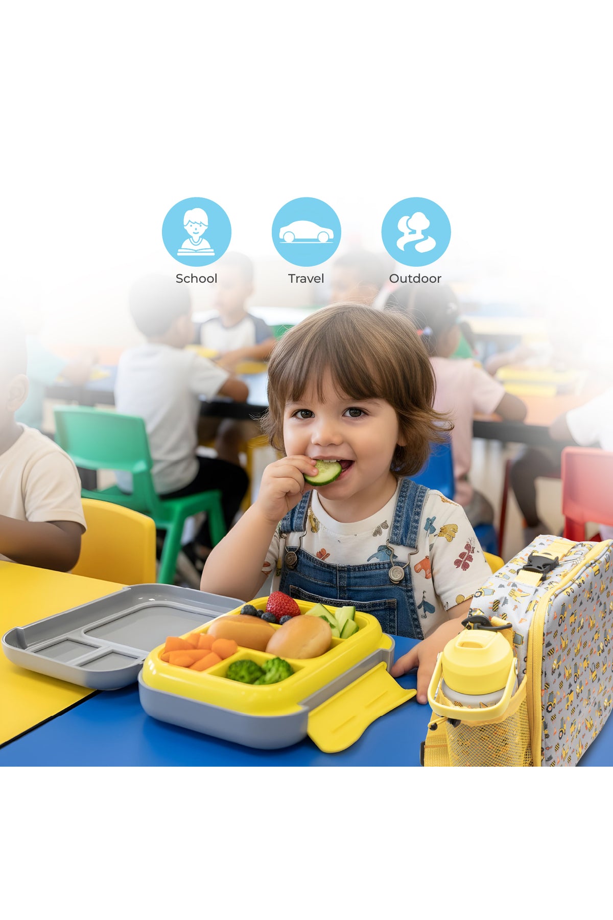 MOON Marmita Kids Lunch Box Set with Insulated Bottle & Bag – Leakproof, BPA-Free, Microwave & Dishwasher Safe -Vehicle