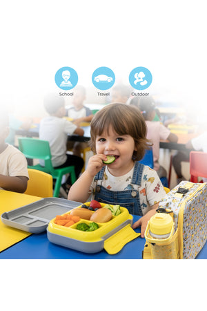 MOON Marmita Kids Lunch Box Set with Insulated Bottle & Bag – Leakproof, BPA-Free, Microwave & Dishwasher Safe -Vehicle