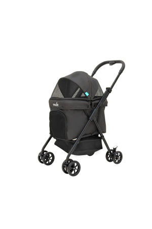 Moon  PawPerch Pet Stroller  Lightweight Foldable | Storage Basket & Waterproof Pad-Grey