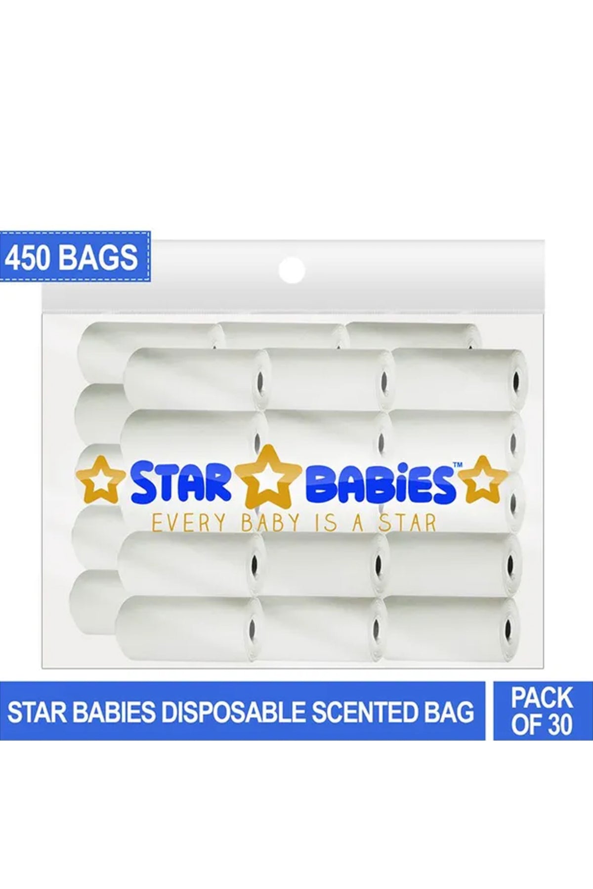 Star Babies Scented Nappy Bag Pack of 30/450 Bags - White