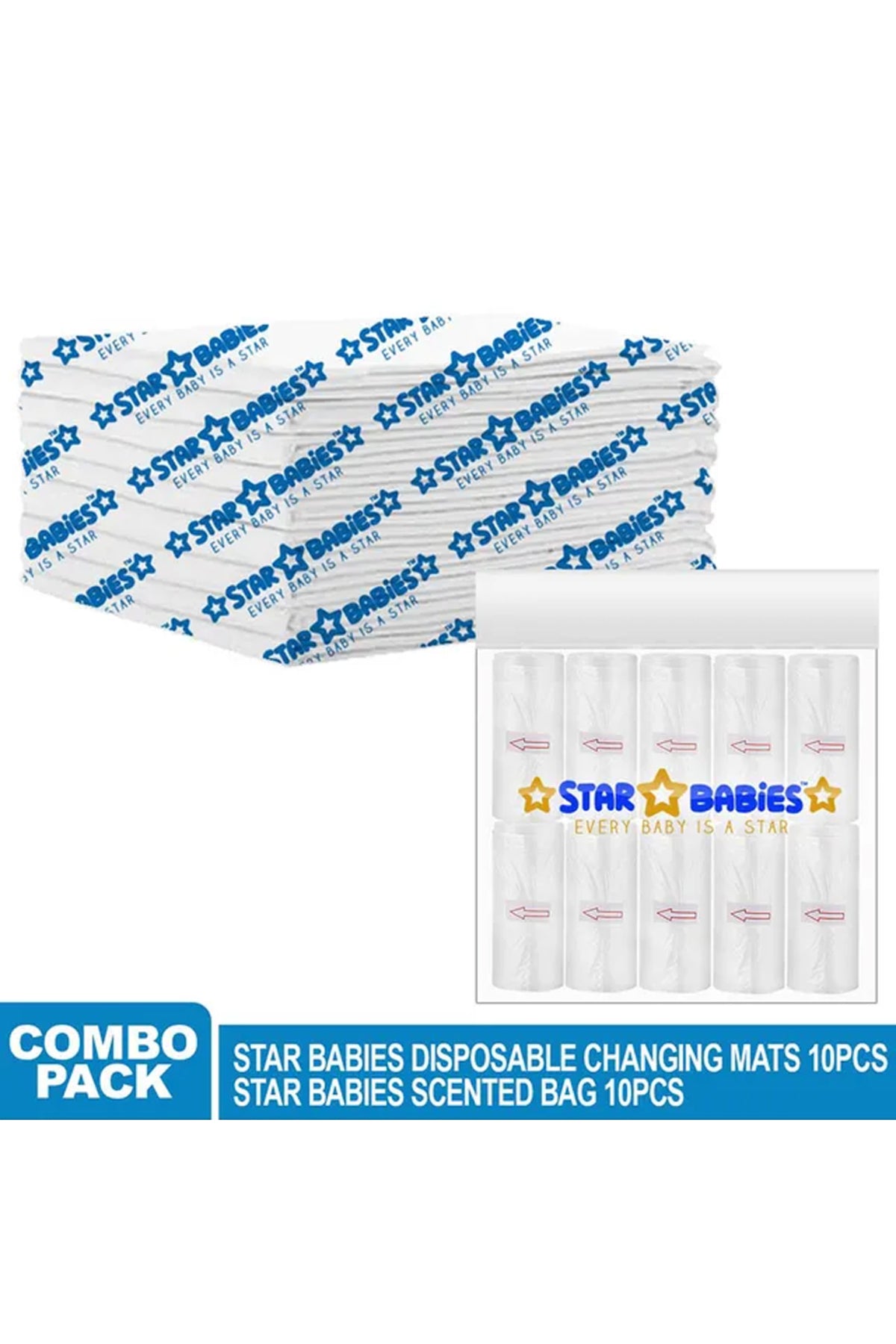 Star Babies - Disposable Changing Mat with Scented Bag - 10pcs - White